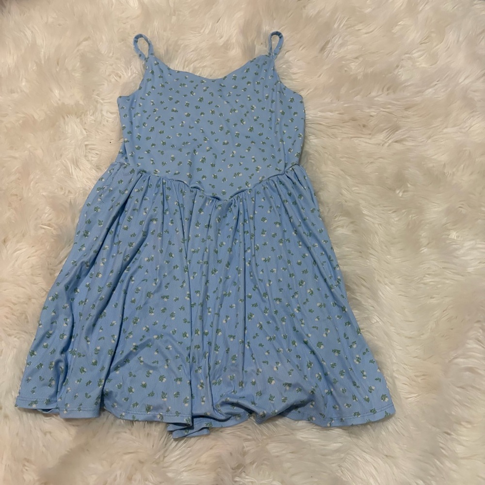 See you Monday blue flower strap dress‎ size M